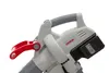 A close-up view of the handle and battery compartment of a leaf blower. Produktbild-Vorschau