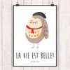 Mr. & Mrs. Panda Bild Eule Frankreich DIN A1 - Weiß - Produktbild-Vorschau 2