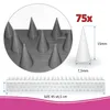 A collage of images showing bird spikes and their dimensions. Produktbild-Vorschau
