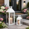 Set van 2 lantaarns, windlichten voor de tuin, wit, metaal, Productafbeelding-voorbeeld 1