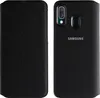 A black Samsung flip phone case shown from the front and back. Voir les images du produit