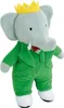 A plush toy elephant wearing a crown and a green suit. Anteprima dell’immagine prodotto