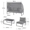 Diagram showing dimensions of a garden lounge set. Produktbild-Vorschau