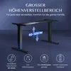 A diagram showing the height adjustment range of a desk frame. Produktbild-Vorschau