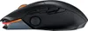 A side view of a black gaming mouse with orange and red accents. Produktbild-Vorschau