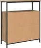 The back view of a wooden sideboard with a metal frame. Voir les images du produit
