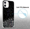 A glittery phone case is shown with a diagram illustrating its material. Náhled obrázku produktu