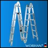 A silver multi-purpose ladder is displayed against a blue background. Podgląd zdjęcia produktu