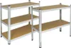Two metal shelving units are shown against a white background. The unit on the left has three shelves, and the unit on the right has two shelves. Náhled obrázku produktu