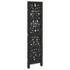A black wooden room divider with intricate cut-out patterns. Podgląd zdjęcia produktu