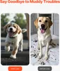 A split image showing a happy puppy on the left and a muddy dog on the right, with text overlays indicating 'After Use' and 'Before Use'. Produktbild-Vorschau
