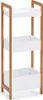 A three-tiered shelf unit made of bamboo and white material, against a white background. Náhľad obrázku produktu