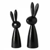 2tlg. Hase LOTIS schwarz aus Holz Holzhase moderne Produktbild-Vorschau 1