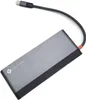 A gray USB-C docking station with a black cable and connector. Produktbild-Vorschau