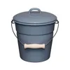 A gray bucket with a lid and a wooden handle is shown against a white background. Produktbild-Vorschau