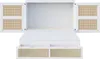 A white murphy bed frame with open doors and drawers, showcasing the rattan front details. Podgląd zdjęcia produktu