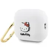A white Hello Kitty AirPods Pro 2 case with a gold carabiner clip. Produktbild-Vorschau