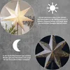 Collage showing a decorative star lamp in different settings and lighting conditions, with accompanying German text. Produktbild-Vorschau
