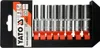 A set of 8 YATO brand socket wrenches with orange bases, neatly arranged in a black holder. Anteprima dell’immagine prodotto