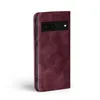A burgundy flip case for a Google Pixel 6a phone is shown against a white background. Produktbild-Vorschau