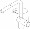 An illustration of a faucet showing its 180-degree swivel range. Náhľad obrázku produktu