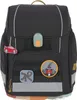A black school backpack with car-themed decorations. Anteprima dell’immagine prodotto
