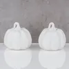 2er Set runde LED Kürbisse Weiß H11cm Timer Porzellan Produktbild-Vorschau 5