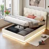 ProximaX Polsterbett 140x190 cm aus Samt in Beige mit LED & Produktbild-Vorschau 3