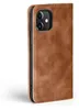 A brown flip case for an iPhone is shown against a white background. Produktbild-Vorschau