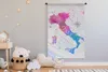 MuchoWow® Wandteppich Wandbehang Karte - Aquarell - Italien Produktbild-Vorschau 4