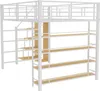 Hochbett, 140x200 cm, Metallbett mit Lattenrost, Regal, Produktbild-Vorschau 9
