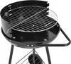 A black charcoal grill with a silver grate is shown against a white background. Produktbild-Vorschau