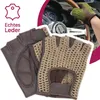 Gants de cycliste rétro vintage en cuir, sans doigts, Voir les images du produit 1