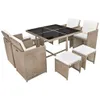 vidaXL 9-tlg. Garten-Essgruppe mit Auflagen Poly Rattan Produktbild-Vorschau 1
