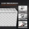 A close-up view of a silver aluminum toolbox with diamond plate texture, accompanied by inset images highlighting its security features like a lock, keys, and a recessed T-handle. Text overlays describe the features and benefits. Anteprima dell’immagine prodotto