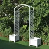 Arc de roses blanc avec bacs à fleurs treillis treillis Voir les images du produit 3