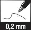 A close-up illustration of a pen tip drawing a wavy line on a white surface, with the text '0,2 mm' below. Voir les images du produit