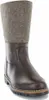 A single brown leather boot with a gray felt upper, shown against a white background. Produktbild-Vorschau