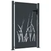A dark gray metal garden gate with a cut-out grass design, shown against a white background. Produktbild-Vorschau