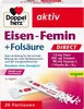 A box of Doppelherz Eisen-Femin Direct Pellets, showing the packaging and two individual sachets of the product. Produktbild-Vorschau