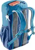 Close-up view of the back of a blue backpack. Voir les images du produit
