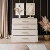 A modern bedroom setting with a dresser, artwork, and decorative plants. Produktbild-Vorschau