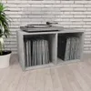 A record player sits atop a concrete-effect record storage unit filled with vinyl records, with a potted plant to the left and a white brick wall in the background. Anteprima dell’immagine prodotto