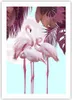 Poster - Poster ohne Rahmen - Flamingos Palmen Mond - 50x70 Produktbild-Vorschau 1