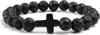 Kreuz Armband Perlenarmband für Damen&Herren aus Lavastein Produktbild-Vorschau 1