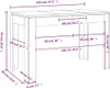 A line drawing of a table with dimensions indicated by text and lines. Produktbild-Vorschau