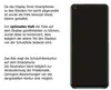 A smartphone with a protective film outline shown next to descriptive text. Produktbild-Vorschau