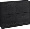 A black wooden shoe cabinet with four flip-down drawers. Náhled obrázku produktu