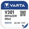 Pile bouton VARTA Watch argent V301/SR43 1.55V Voir les images du produit 4