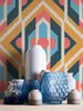 Profhome 395314-GU Tapeta retro Geometryczna niebieska Podgląd zdjęcia produktu 4